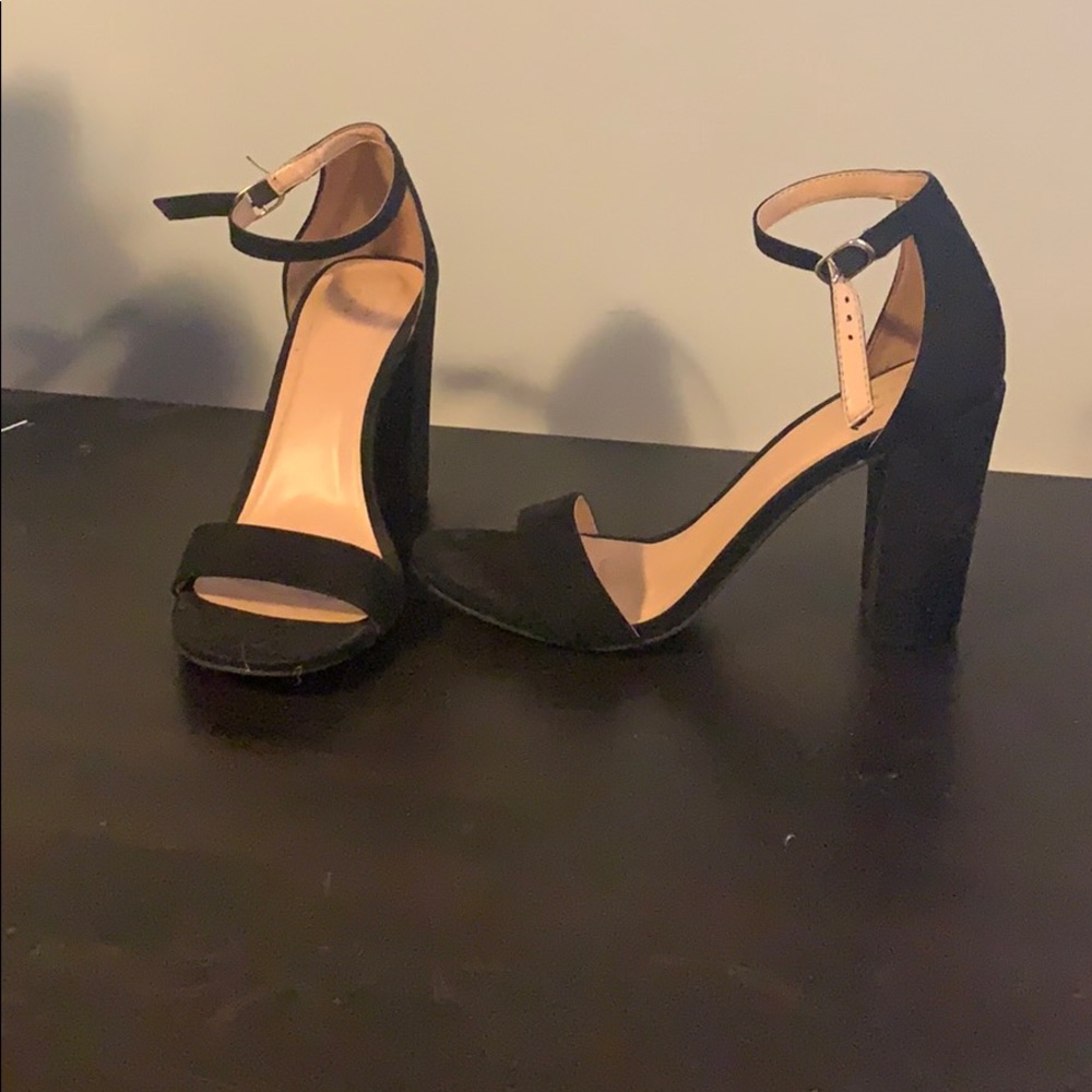 Black strap heels